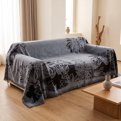 Retro Floral Fringed Sofa Cover Throw