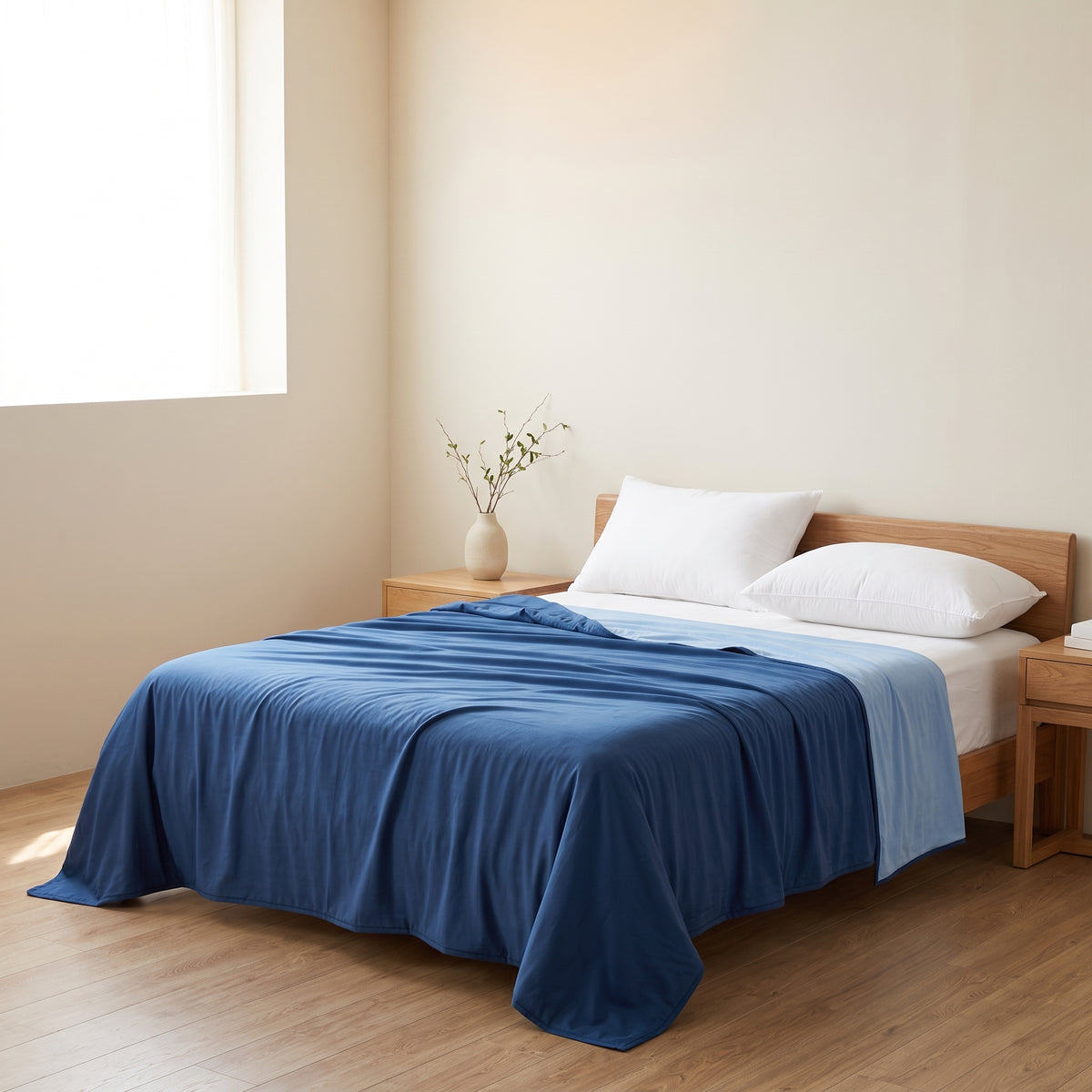 Reversible Cooling Feel Summer Blanket with Dual-Fabric Construction