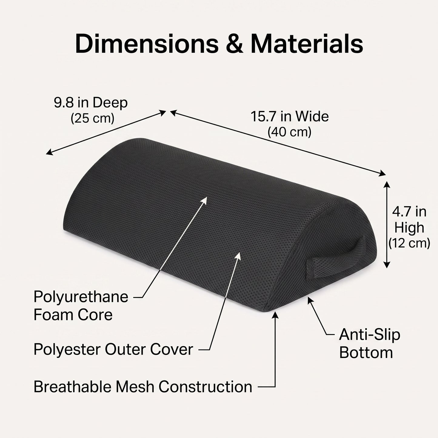 Reversible Ergonomic Under-Desk Foam Footrest with Rocking Support