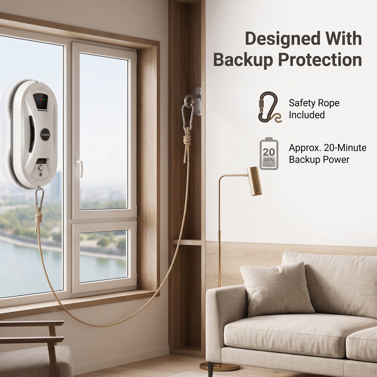 Robotic Window Cleaner with 5600Pa Suction & Remote Control