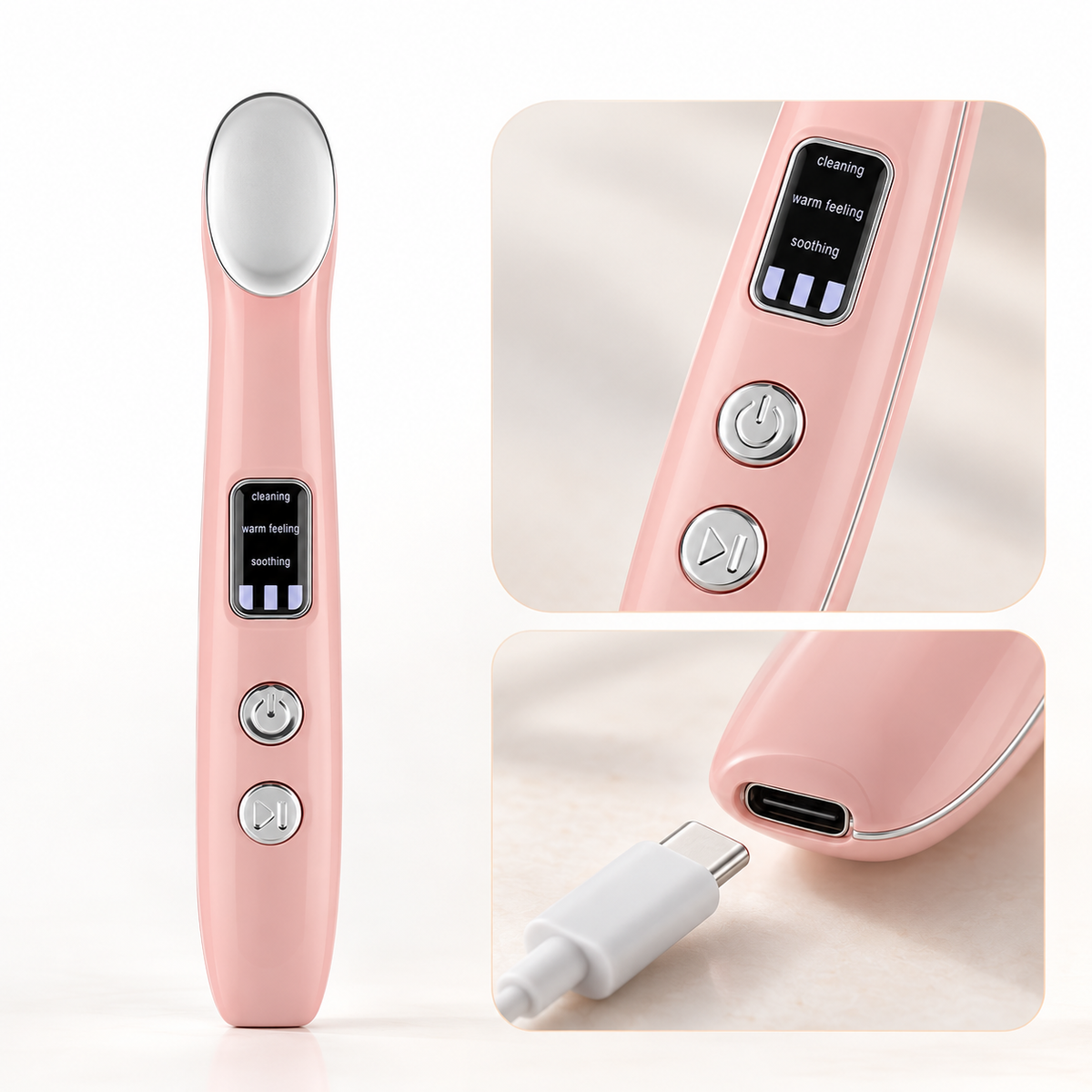 Rechargeable Heated Vibration Eye Massage Wand with 3 Modes