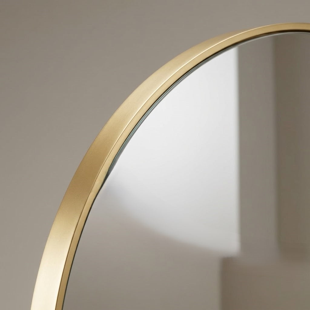 Round Tempered Glass Metal Frame Wall Mirror for Bathroom & Vanity