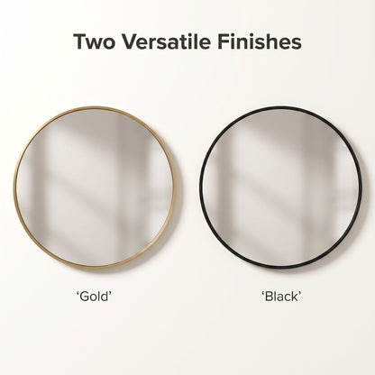 Round Tempered Glass Metal Frame Wall Mirror for Bathroom & Vanity