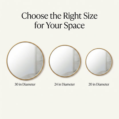Round Tempered Glass Metal Frame Wall Mirror for Bathroom & Vanity