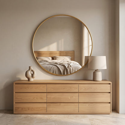 Round Tempered Glass Metal Frame Wall Mirror for Bathroom & Vanity