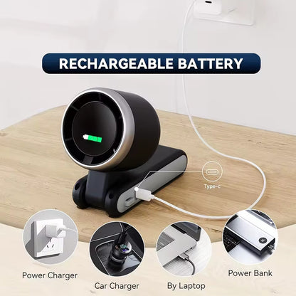Portable Turbo Handheld Fan with Digital Display, Foldable Design, USB-C Rechargeable Cooling Fan for Travel and Everyday Use