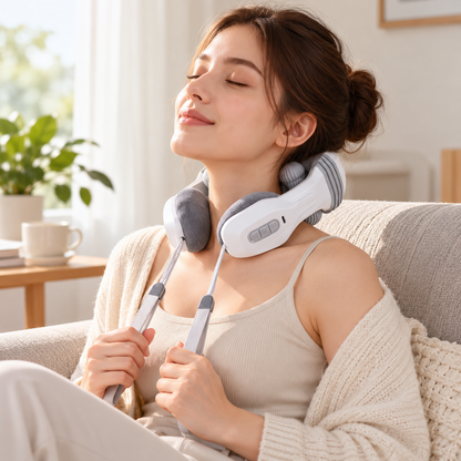Wearable 6D Kneading Neck Massager with Heat & Flexible Support