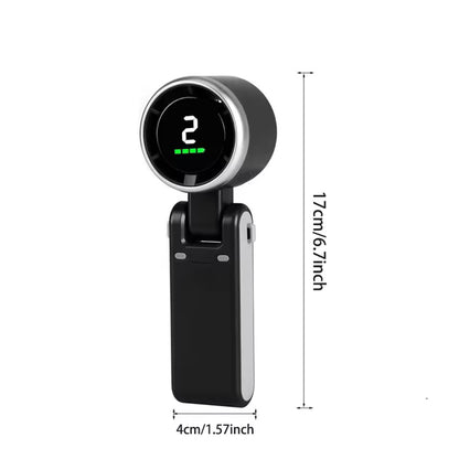 Portable Turbo Handheld Fan with Digital Display, Foldable Design, USB-C Rechargeable Cooling Fan for Travel and Everyday Use