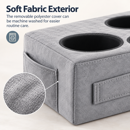 Couch Cup Holder Caddy Pillow with 4-Compartment Organizer & Side Pocket