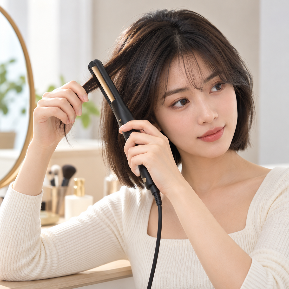 Mini Narrow-Plate Ionic Hair Straightener & Curler with 5 Heat Settings