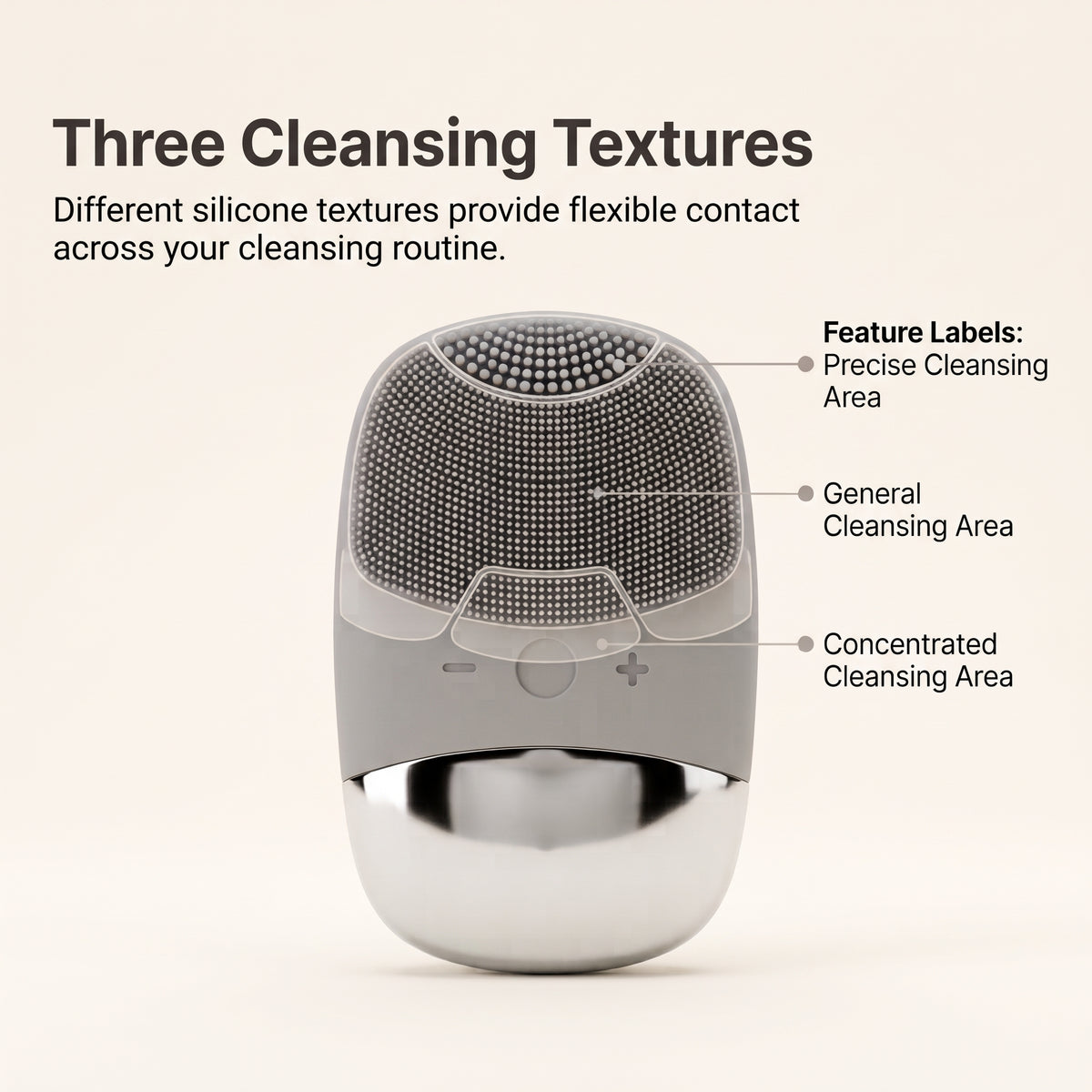 Sonic Silicone Facial Cleansing Brush with Dual-Surface Design