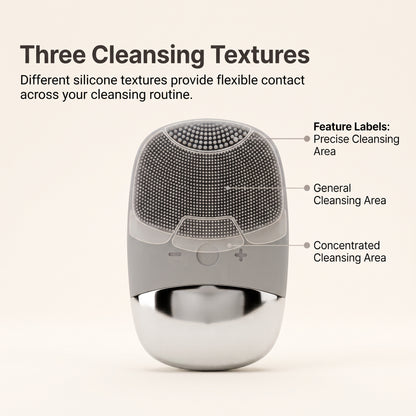 Sonic Silicone Facial Cleansing Brush with Dual-Surface Design