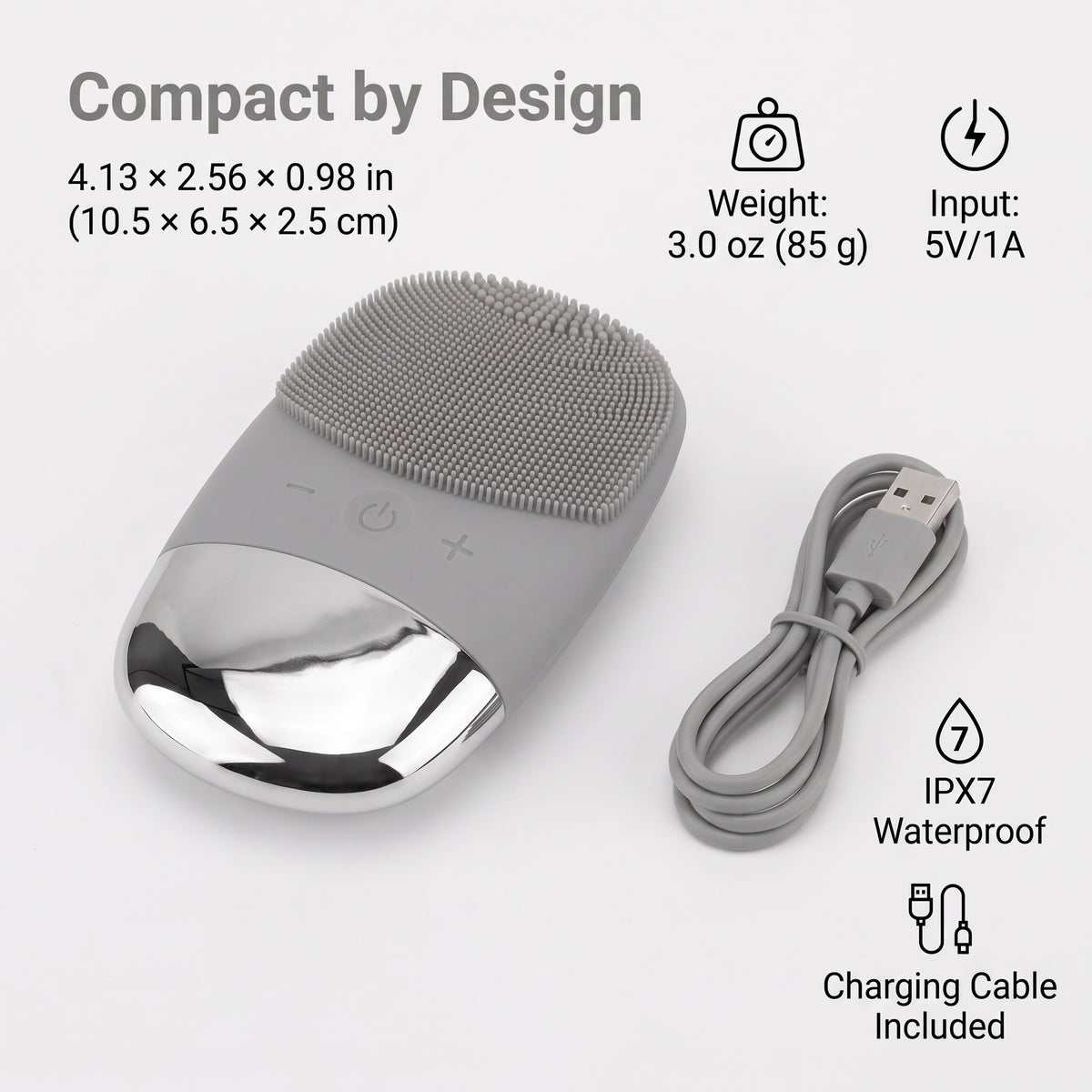 Sonic Silicone Facial Cleansing Brush with Dual-Surface Design