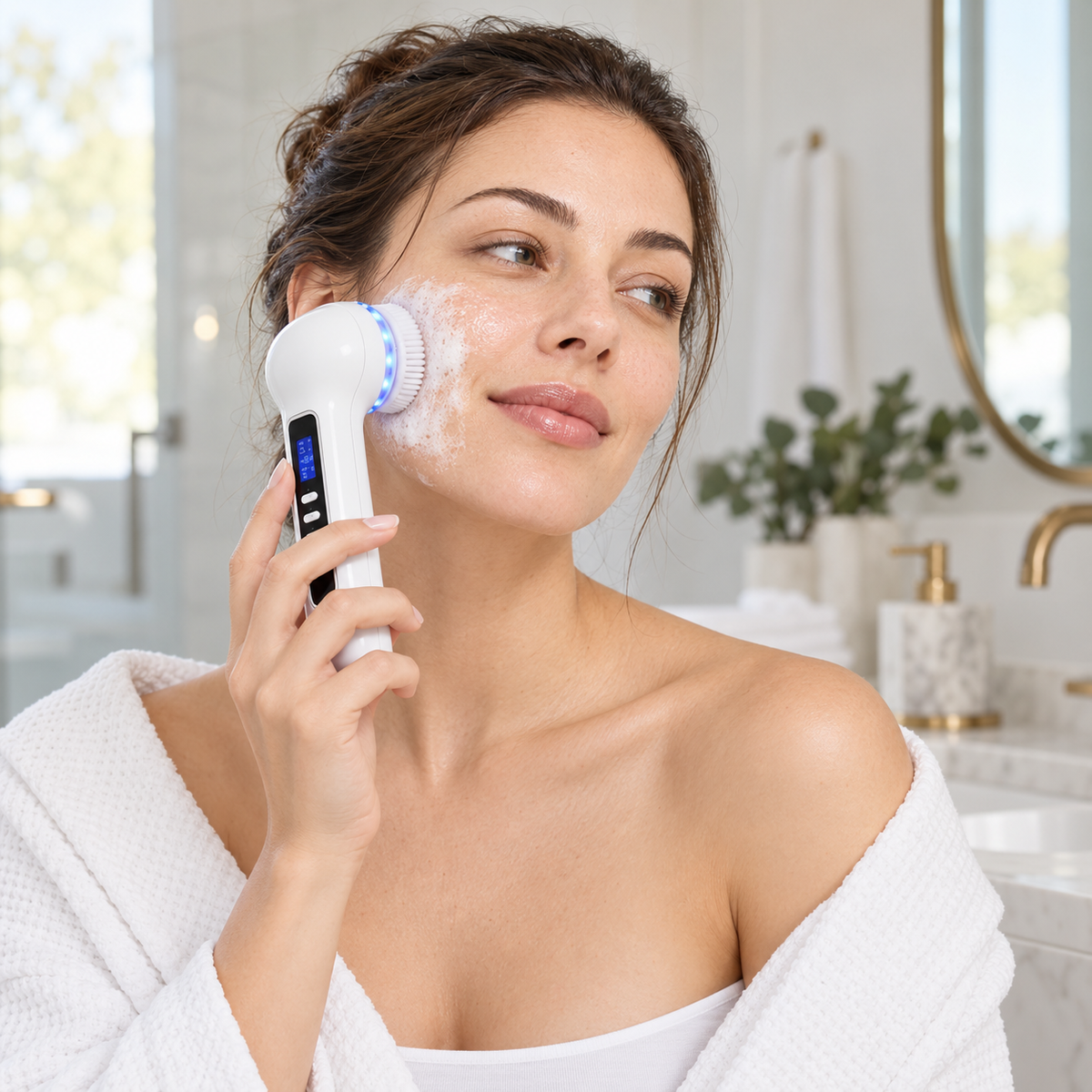 3-in-1 Rotating Facial Cleansing Brush With Suction & Light Modes