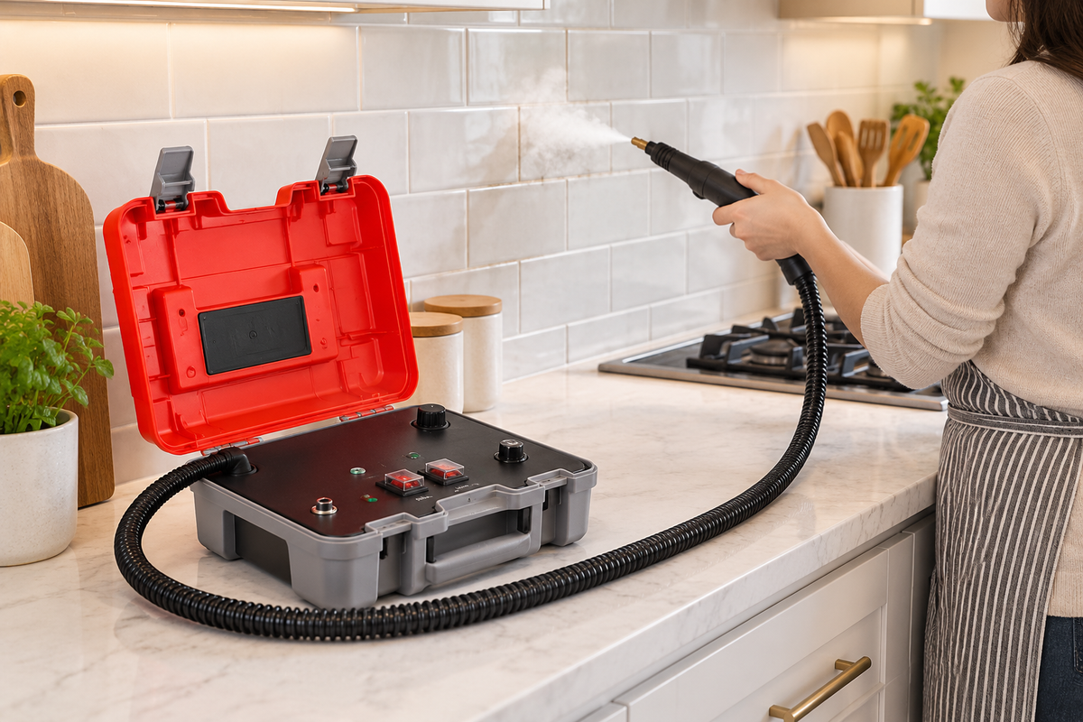 High-Pressure Handheld Steam Cleaner with Multi-Surface Brush Kit (50 PSI)