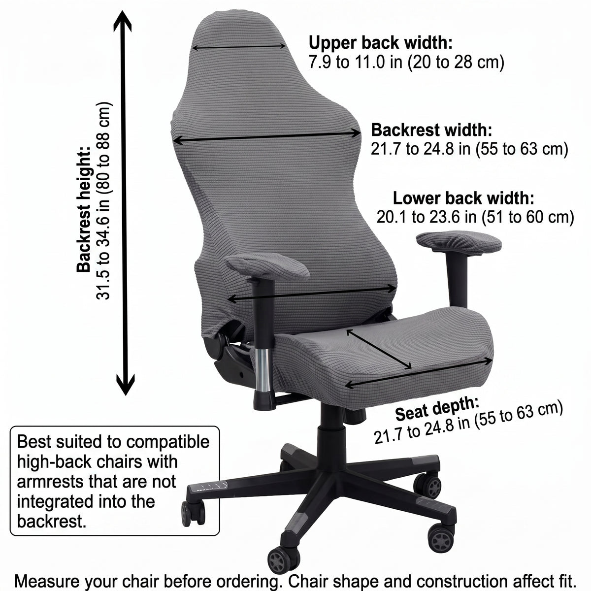 Stretch Jacquard High-Back Office & Gaming Chair Cover Set