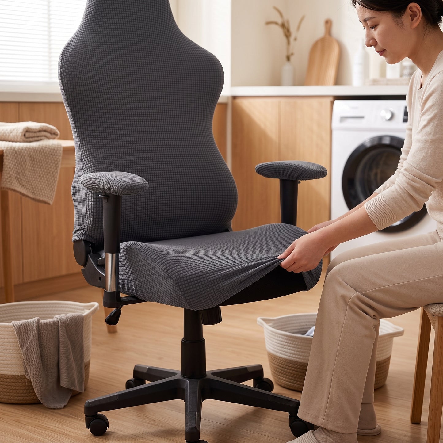 Stretch Jacquard High-Back Office & Gaming Chair Cover Set