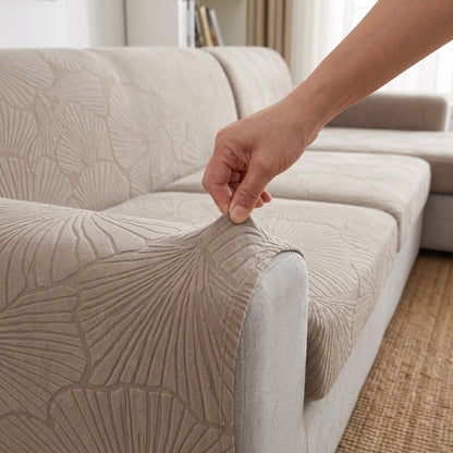 Stretch Jacquard Leaf Pattern Sofa Slipcover