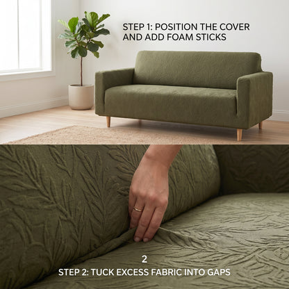 Stretch Jacquard Leaf Pattern Sofa Slipcover