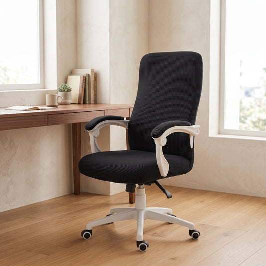 Stretch Jacquard Office Chair Cover with Zippered Arm Openings