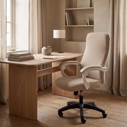 Stretch Jacquard Office Chair Cover with Zippered Arm Openings