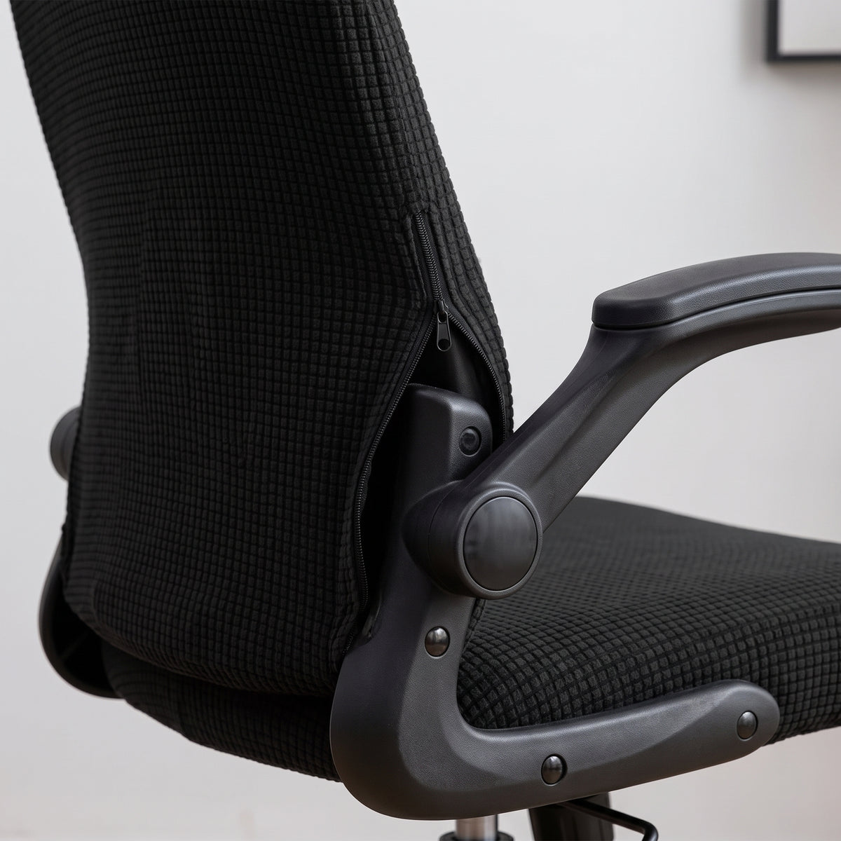 Stretch Jacquard Office Chair Cover with Zippered Arm Openings