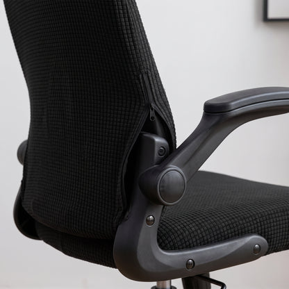 Stretch Jacquard Office Chair Cover with Zippered Arm Openings