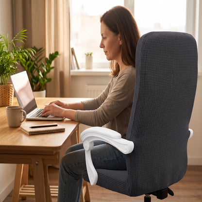 Stretch Jacquard Office Chair Cover with Zippered Arm Openings