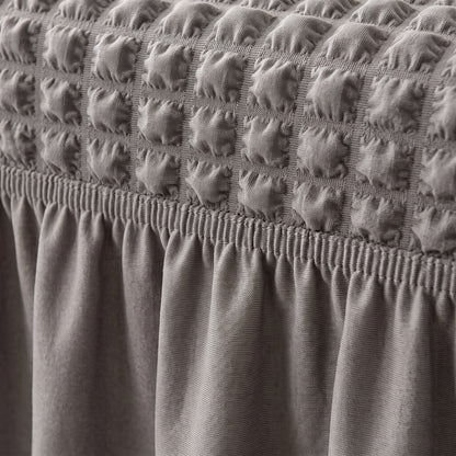 Stretch Textured Bench Cover with Ruffled Skirt