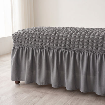 Stretch Textured Bench Cover with Ruffled Skirt