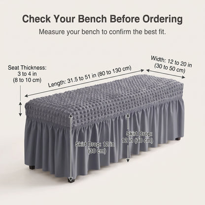 Stretch Textured Bench Cover with Ruffled Skirt