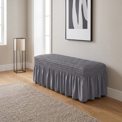 Stretch Textured Bench Cover with Ruffled Skirt