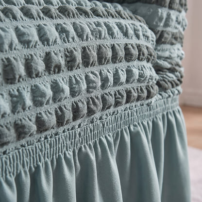 Stretch Textured Sofa Slipcover with Ruffled Skirt