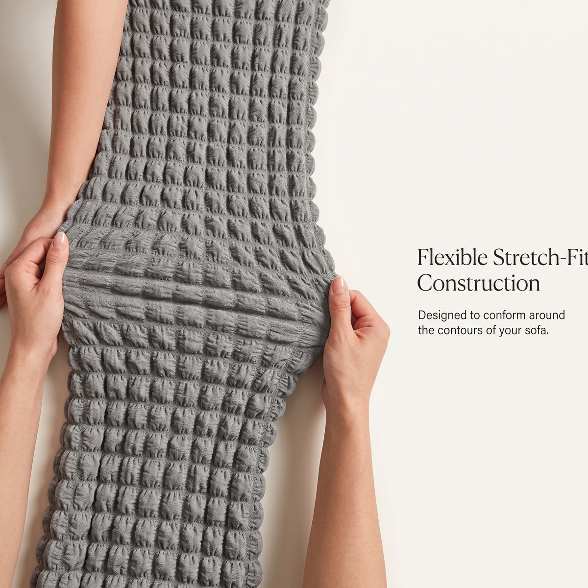Stretch Textured Sofa Slipcover with Ruffled Skirt