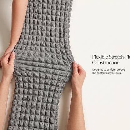 Stretch Textured Sofa Slipcover with Ruffled Skirt
