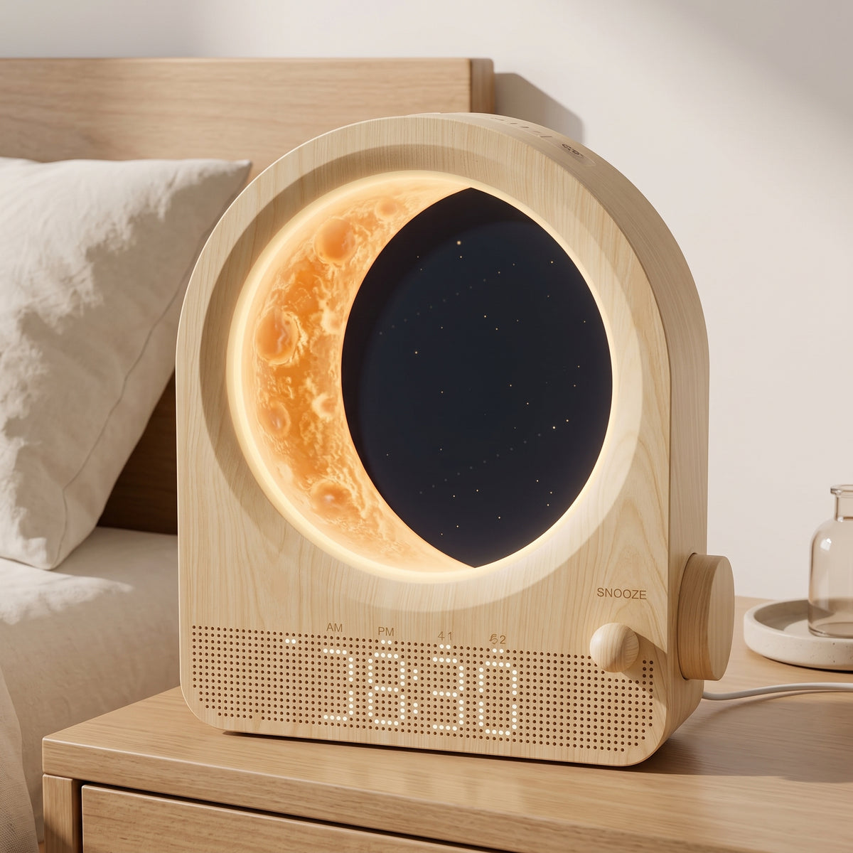 Sunrise Alarm Clock with Dimmable Moon Lamp & Natural Sounds