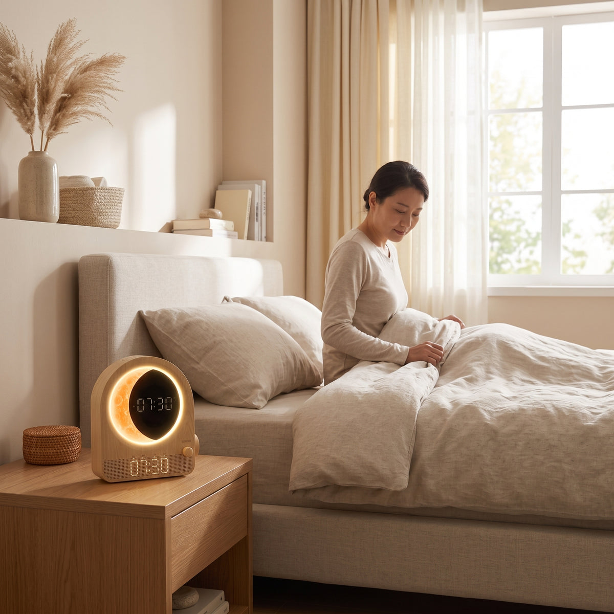 Sunrise Alarm Clock with Dimmable Moon Lamp & Natural Sounds