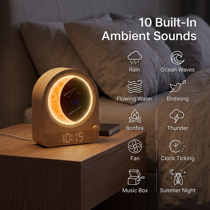 Sunrise Alarm Clock with Dimmable Moon Lamp & Natural Sounds