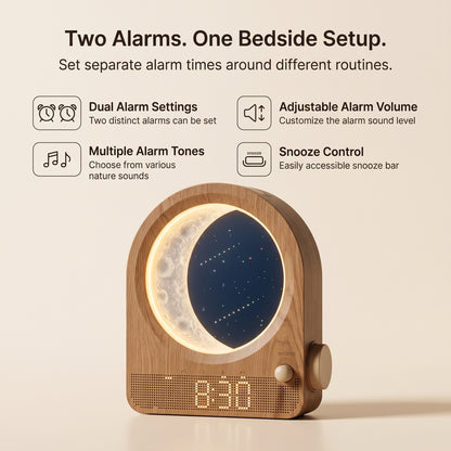 Sunrise Alarm Clock with Dimmable Moon Lamp & Natural Sounds