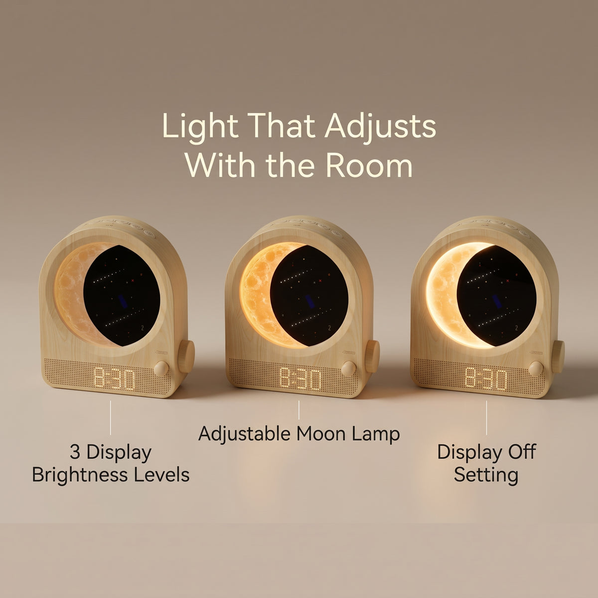 Sunrise Alarm Clock with Dimmable Moon Lamp & Natural Sounds