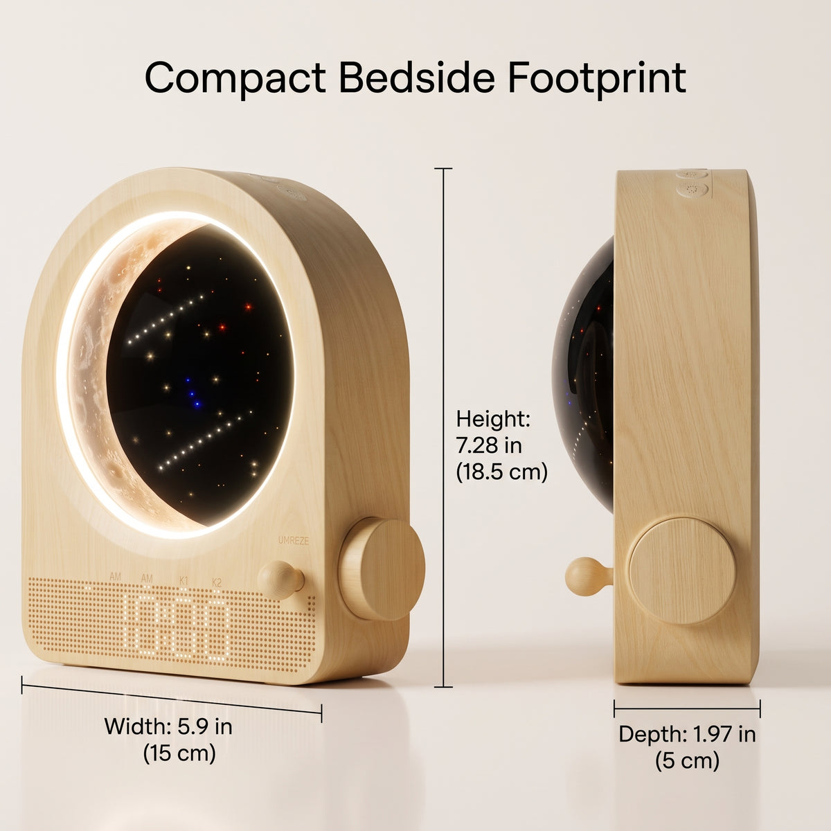 Sunrise Alarm Clock with Dimmable Moon Lamp & Natural Sounds