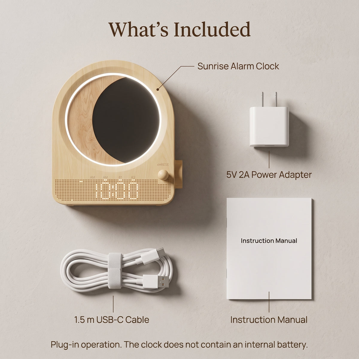 Sunrise Alarm Clock with Dimmable Moon Lamp & Natural Sounds