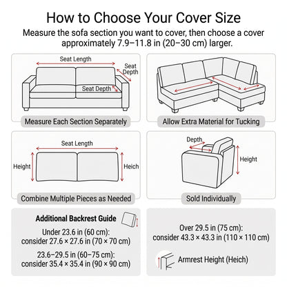 Textured Anti-Slip Modular Sofa Cover for Seats & Backrests