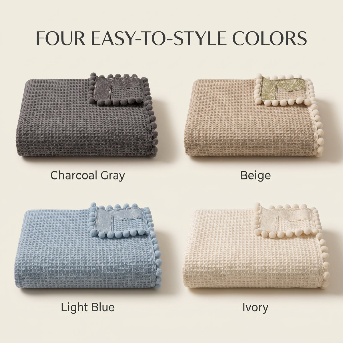 Textured Anti-Slip Sofa Protector Cover with Decorative Trim