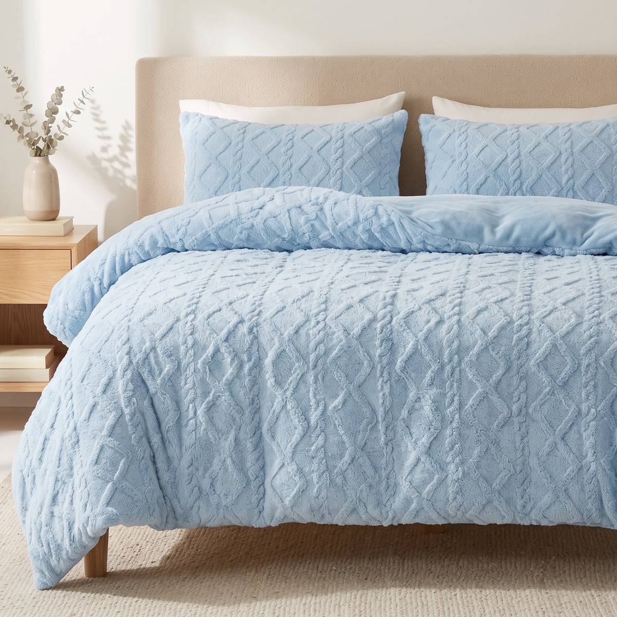 Textured Double-Sided Plush Velvet Zippered Duvet Cover