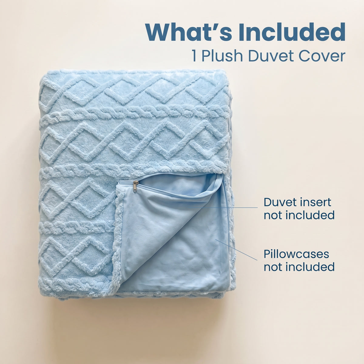 Textured Double-Sided Plush Velvet Zippered Duvet Cover