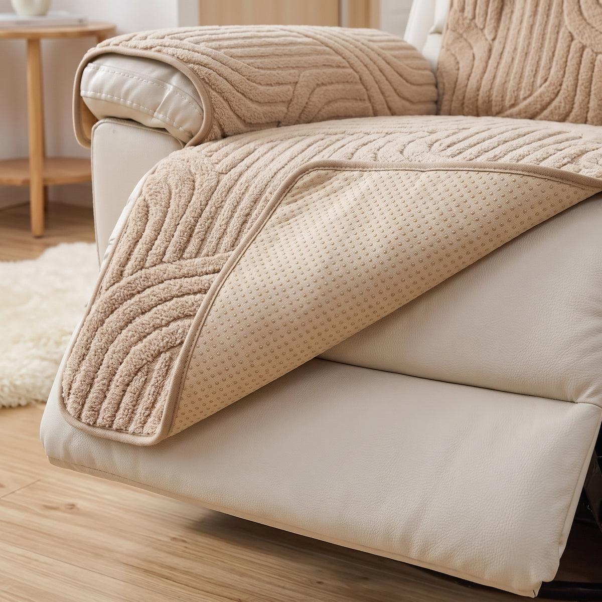Textured Fleece Non-Slip Recliner Chair Protector Cover