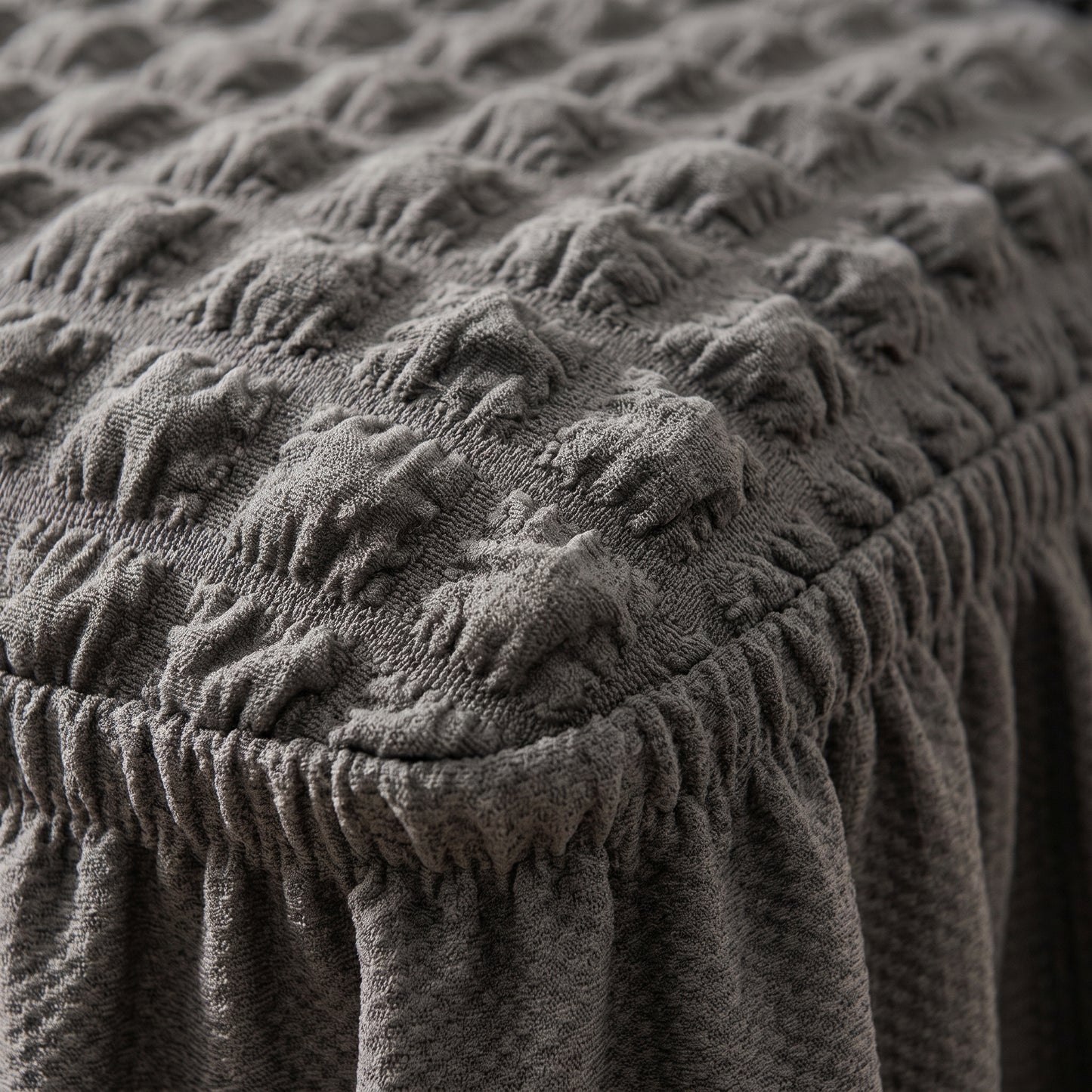 Textured Stretch Dining Chair Cover with Ruffled Skirt