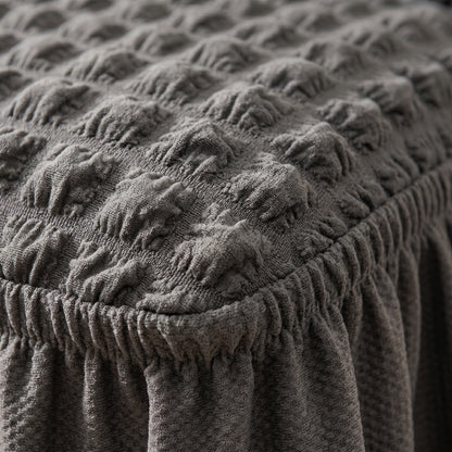 Textured Stretch Dining Chair Cover with Ruffled Skirt