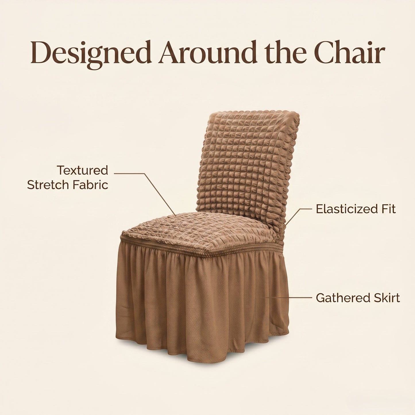 Textured Stretch Dining Chair Cover with Ruffled Skirt